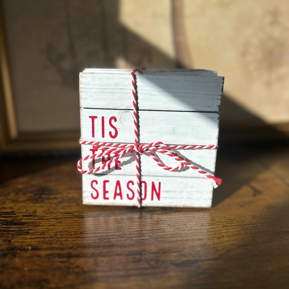 Christmas Coaster Rustic Christmas Farmhouse Christmas Mud Pie Holiday Decor
